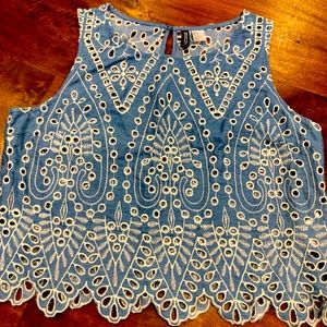 H & M Denim Eyelet Top